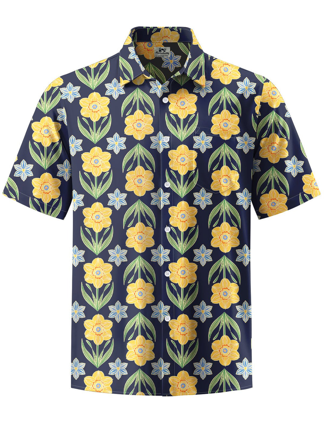 Alohadaddy® Casual Floral Art Print Chest Pocket Men&