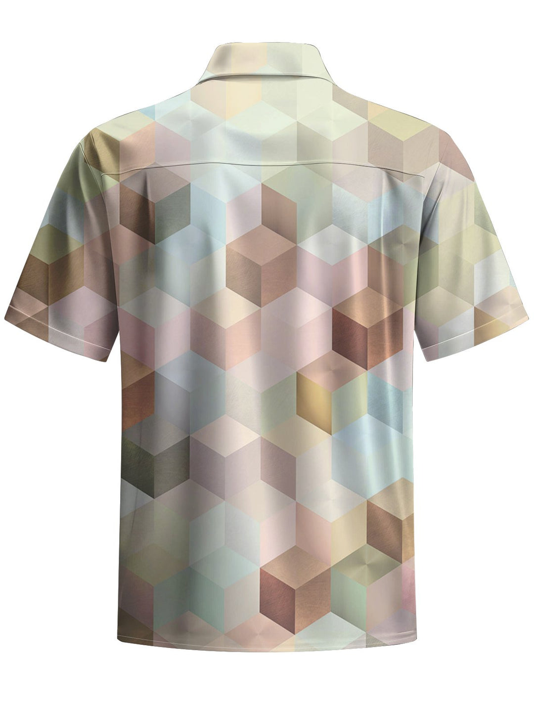 Alohadaddy® Casual Cube Art Print Chest Pocket Mens Short Sleeve Shirt Big &amp; Tall