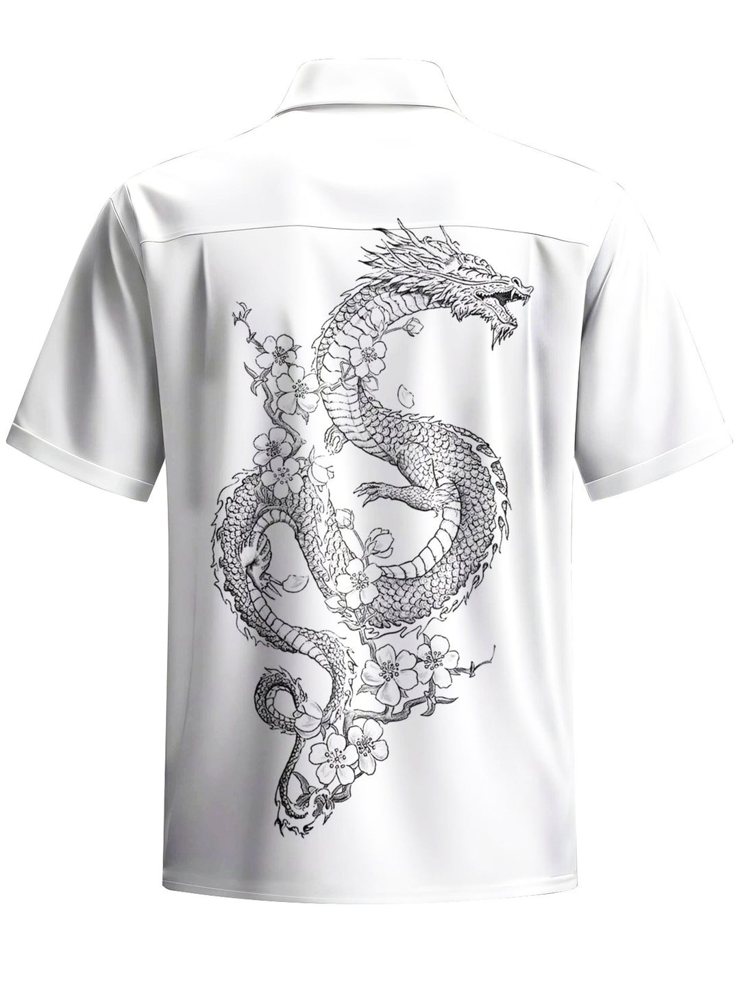 Alohadaddy® Casual Dragon Art Print Chest Pocket Mens Short Sleeve Shirt Big &amp; Tall