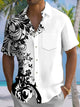 Alohadaddy® Casual Pattern Print Art Chest Pocket Men's Short Sleeve Shirt Big & Tall