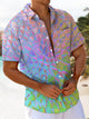 Alohadaddy® Hawaii Ombre Geometric Art Print Chest Pocket Mens Short Sleeve Shirt Big & Tall