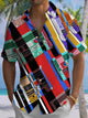 Alohadaddy® Vintage Videotape Geometric Art Print Chest Pocket Mens Short Sleeve Shirt Big & Tall