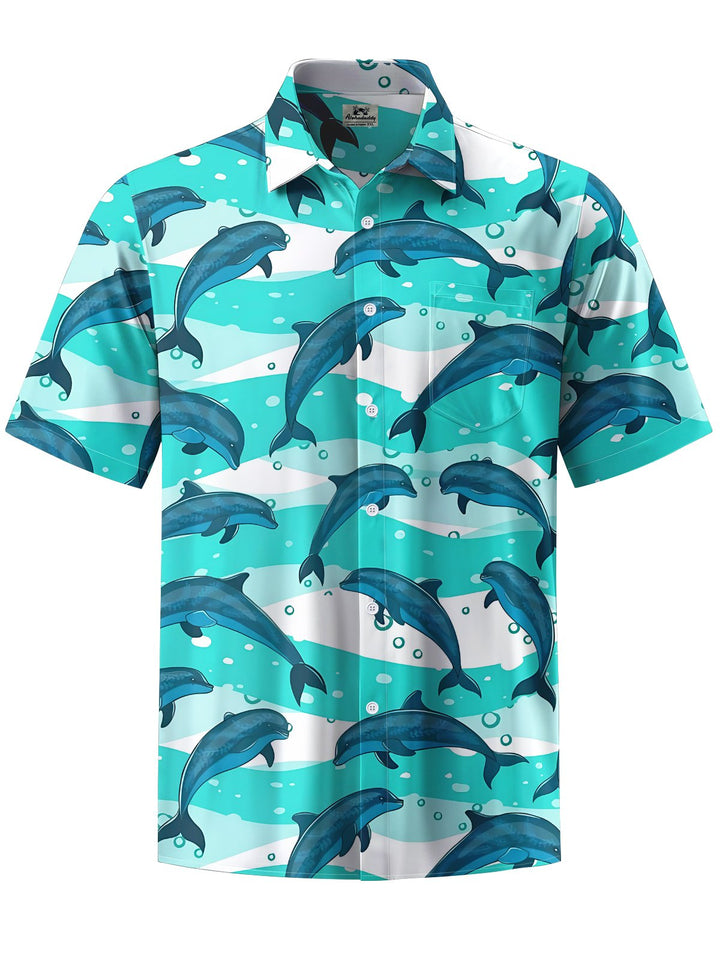 Alohadaddy® Hawaiian Dolphin Art Print Chest Pocket Men&