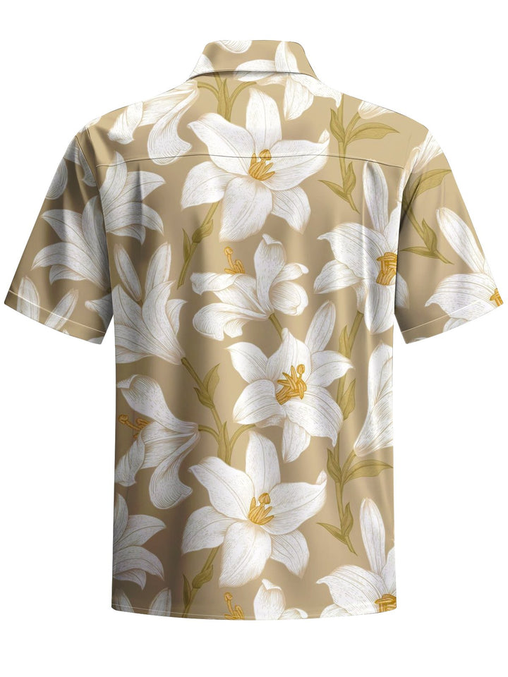 Alohadaddy® Hawaiian Floral Art Print Chest Pocket Men&