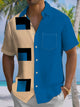 Alohadaddy® Retro Geometric Contrast Art Print Chest Pocket Men's Short Sleeve Shirt Big & Tall