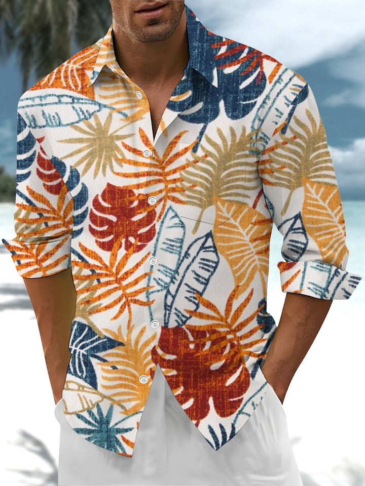 Alohadaddy® Hawaiian Palm Leaf Art Print Chest Pocket Men&