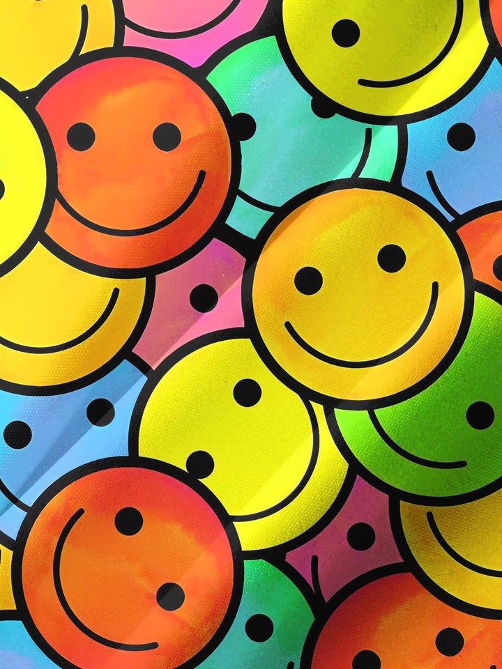 Alohadaddy® Casual Smiley Face Printed Chest Pocket Men&