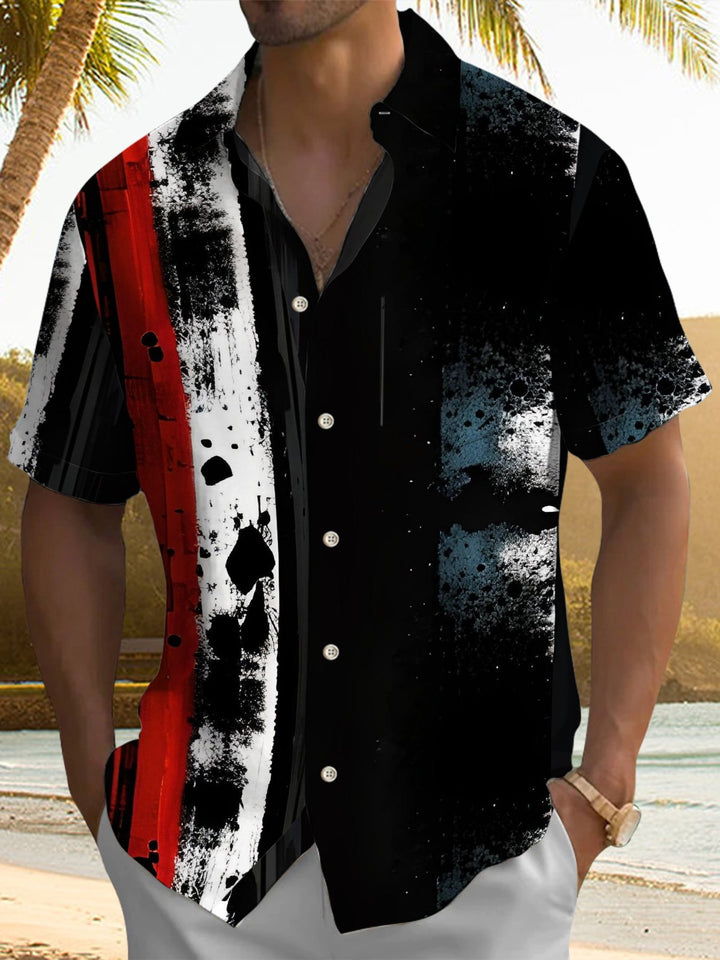 Alohadaddy® Vintage Abstract Art Print Chest Pocket Men&