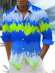 Alohadaddy® Casual Ombre Printed Pockets Men's Stretch Long Sleeve Shirt Big & Tall