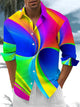 Alohadaddy® Casual Abstract Art Print Chest Pocket Men's Long Sleeve Shirt Big & Tall