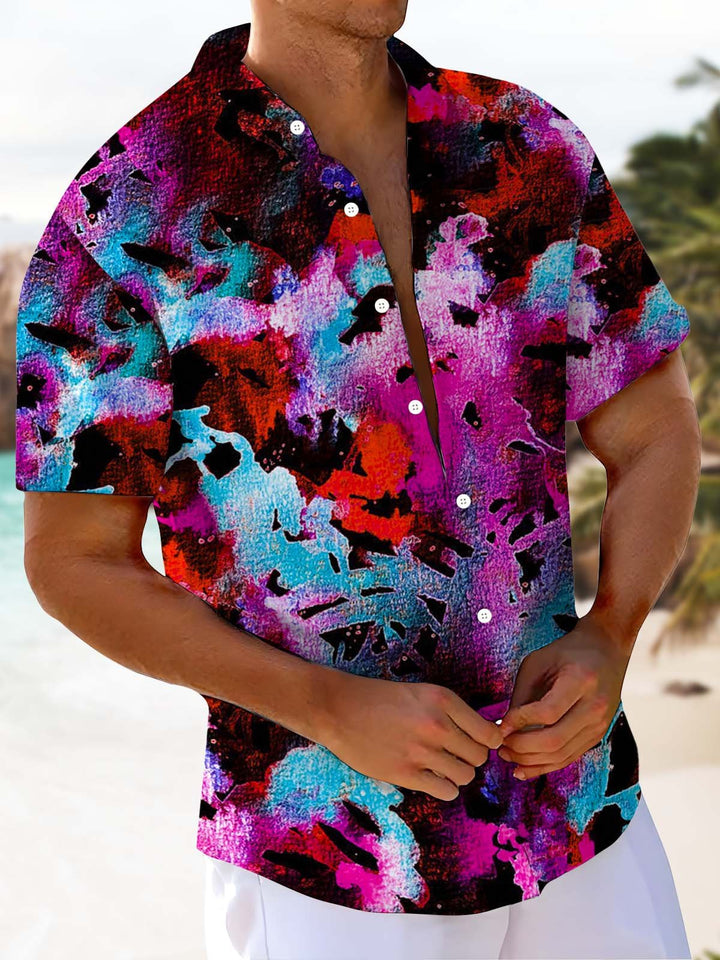 Alohadaddy® Vintage Abstract Art Print Chest Pocket Stretch Men&