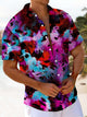Alohadaddy® Vintage Abstract Art Print Chest Pocket Stretch Men's Short Sleeve Shirt Big & Tall