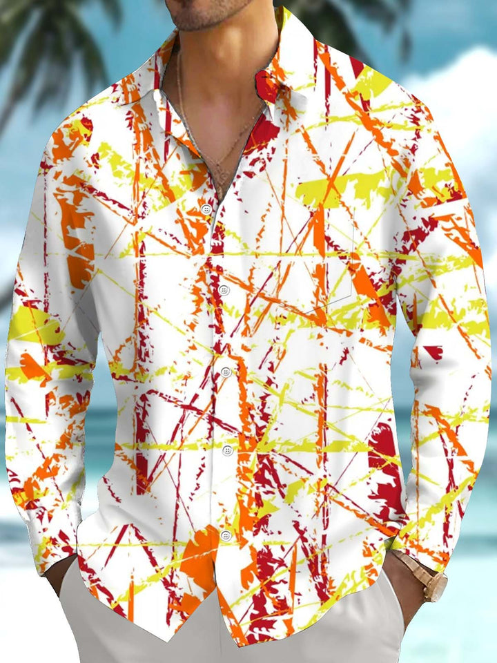 Alohadaddy® Casual Stripe Abstract Print Art Pocket Stretch Men&