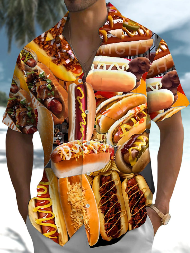 Alohadaddy® Casual Hot Dog Print Art Pocket Stretch Men&