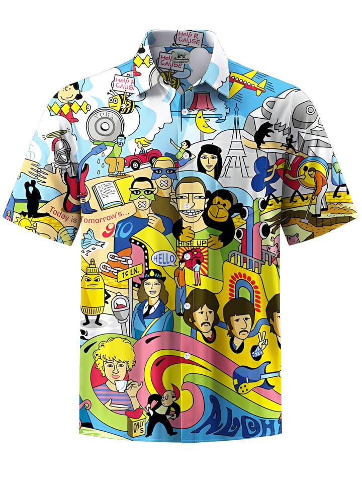 Alohadaddy® Casual Cartoon Beatles Print Pocket Stretch Men&