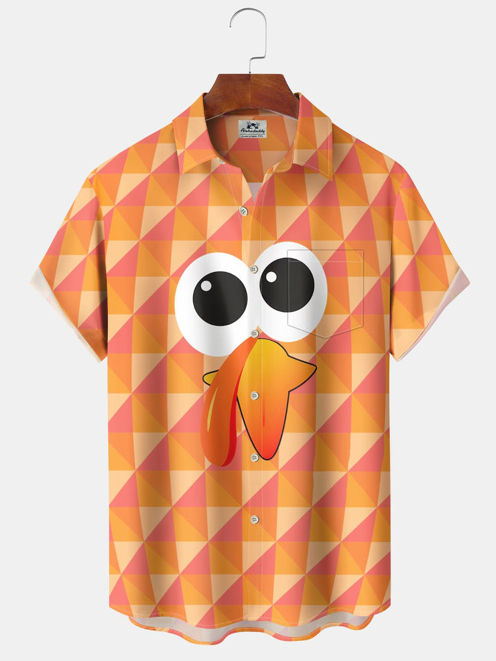 Alohadaddy® Thanksgiving Turkey Geometric Print Pocket Elastic Button Men&