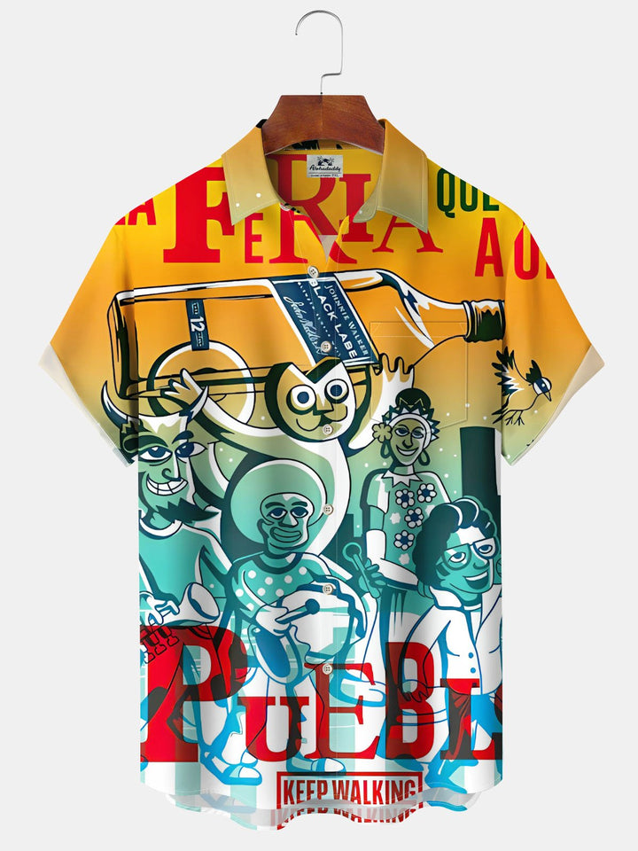 Alohadaddy® Retro Cartoon Poster Concert Print Pocket Stretch Men&