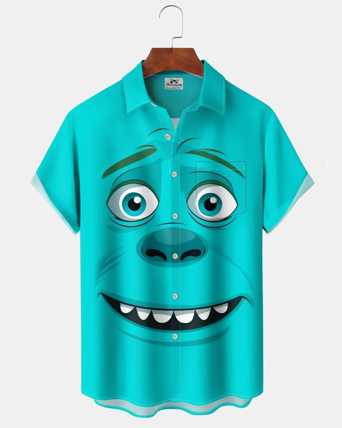 Alohadaddy® Casual Cartoon Expression Art Pocket Elastic Button Men's Short Sleeve Shirt Big & Tall