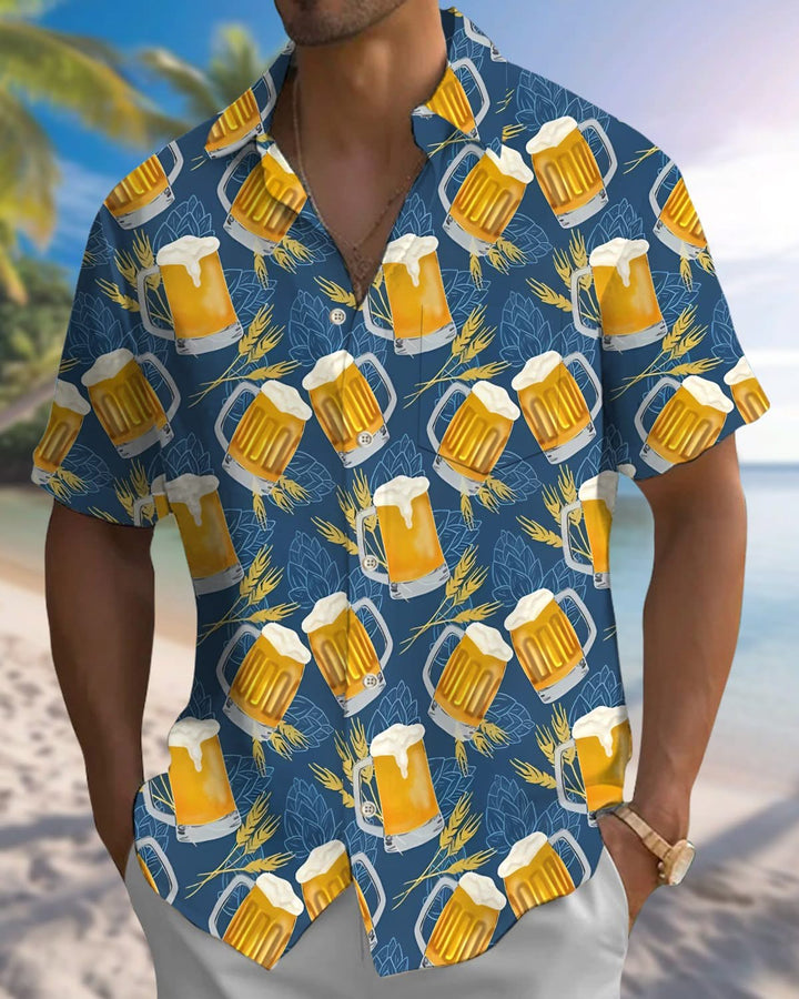 Alohadaddy® Retro Oktoberfest Beer Print Pocket Stretch Men&