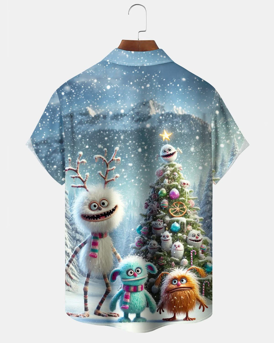 Alohadaddy® Christmas Quirky Dirty Snow Creatures Printed Pocket Button Men&