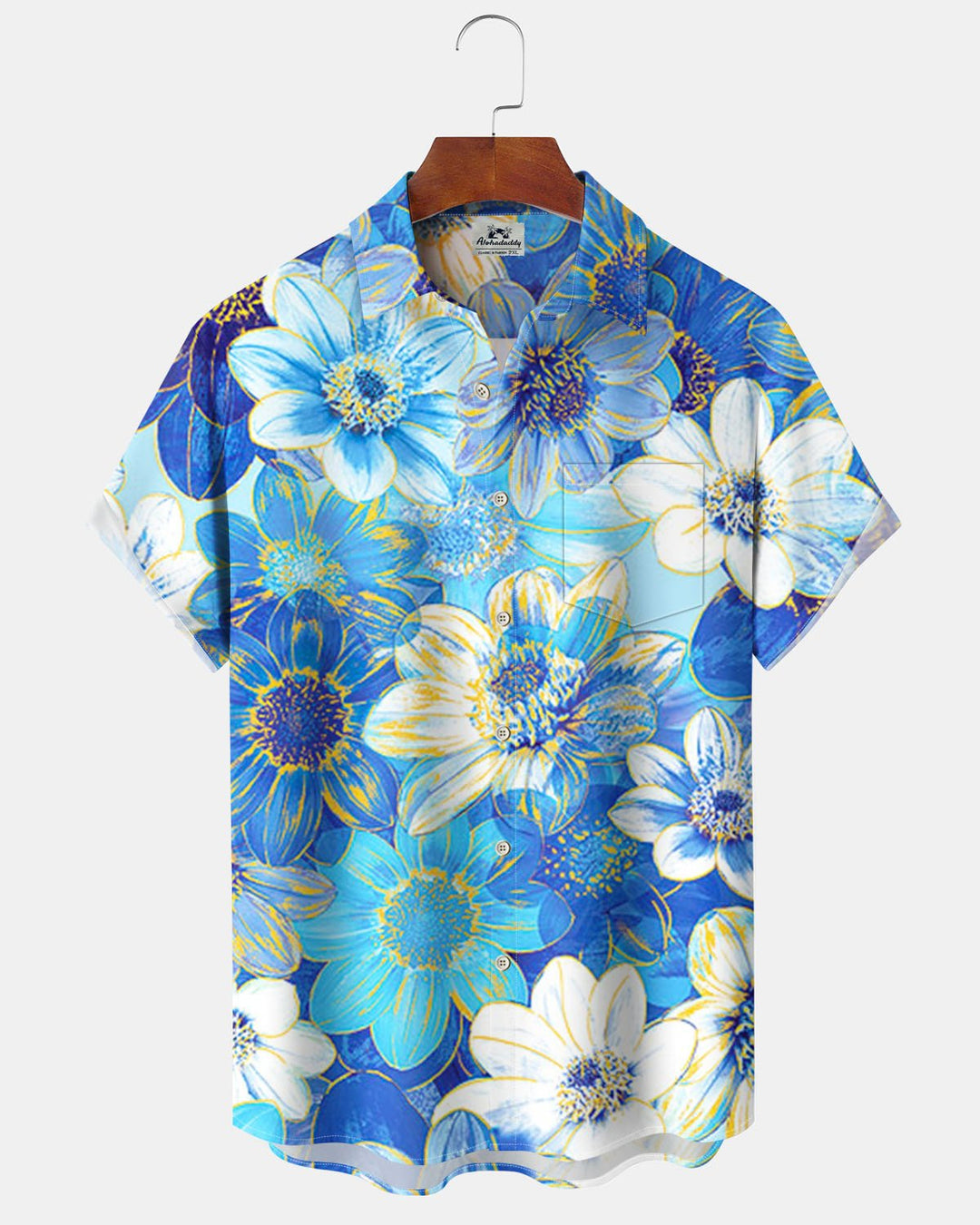 Alohadaddy® Hawaiian Floral Art Print Stretch Button Pocket Men&
