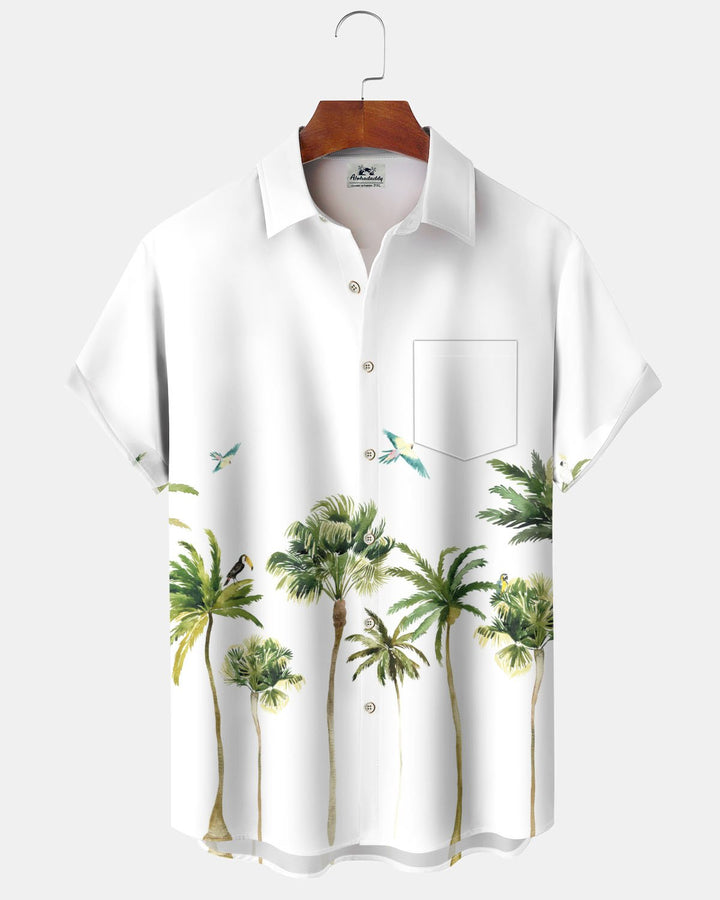 Alohadaddy® Hawaiian Palm Tree Print Art Pocket Button Men&