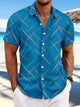 Alohadaddy Beach Vacation Abstract Geometric Men's Hawaiian Shirt Pocket Camp Art Shirt Big Tall