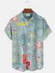 Alohadaddy® Retro 1950s Mid-century Atomic Age Cocktail Geometric Graphic Print Men's Button Pocket Short Sleeve Shirt Big & Tall