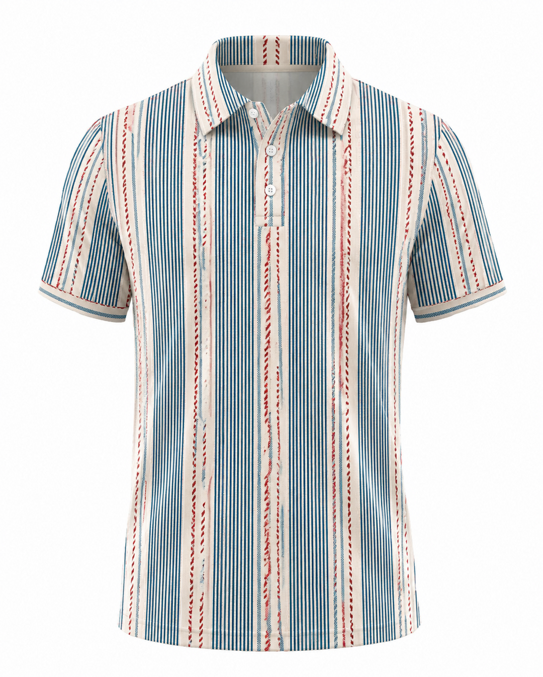 Men’s Basic Casual stripe Retro Print Button Down Polo Short-Sleeve Big &amp; Tall