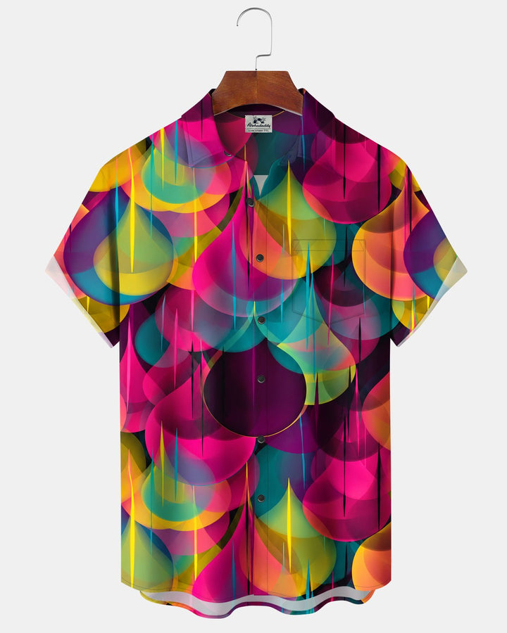Alohadaddy® Casual Abstract Water Drop Neon Print Men&