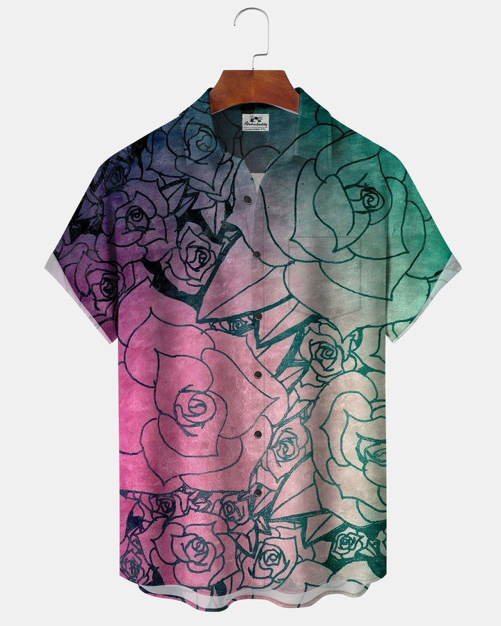 Alohadaddy® Casual Floral Gradient Print Men&