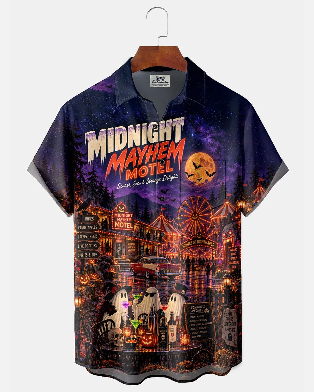 Alohadaddy® Holiday Halloween Ghost Party Motel Print Men&