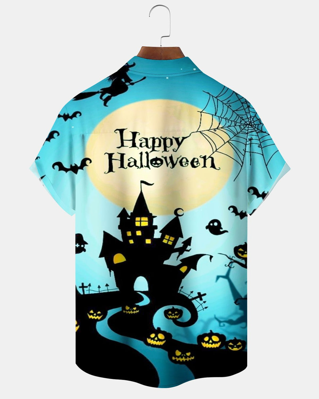 Alohadaddy® Holiday Halloween Castle Ghost Pumpkin Spider Print Men&