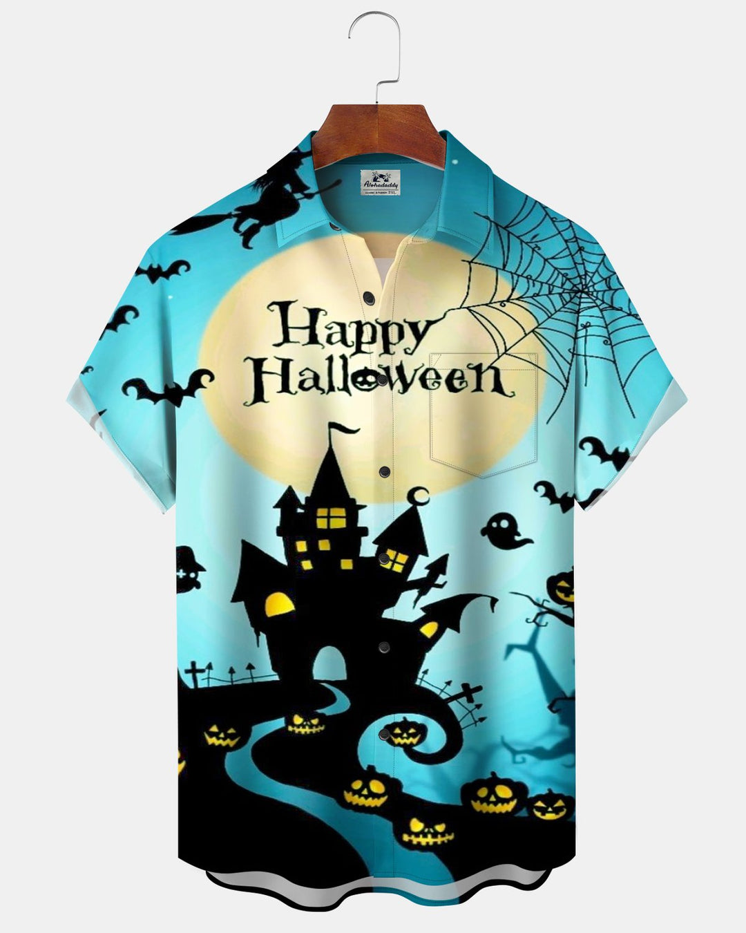 Alohadaddy® Holiday Halloween Castle Ghost Pumpkin Spider Print Men&