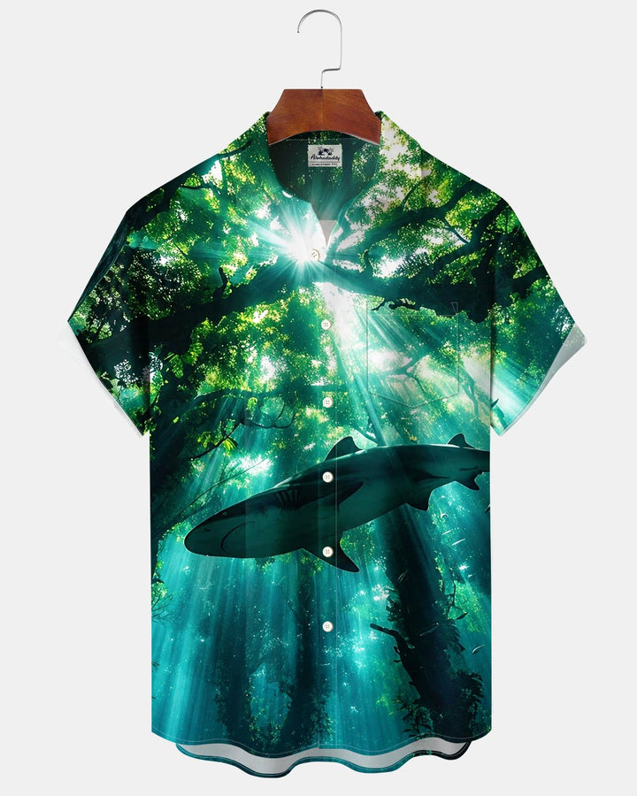 Alohadaddy® Casual Forest Shark Sunshine Print Men&