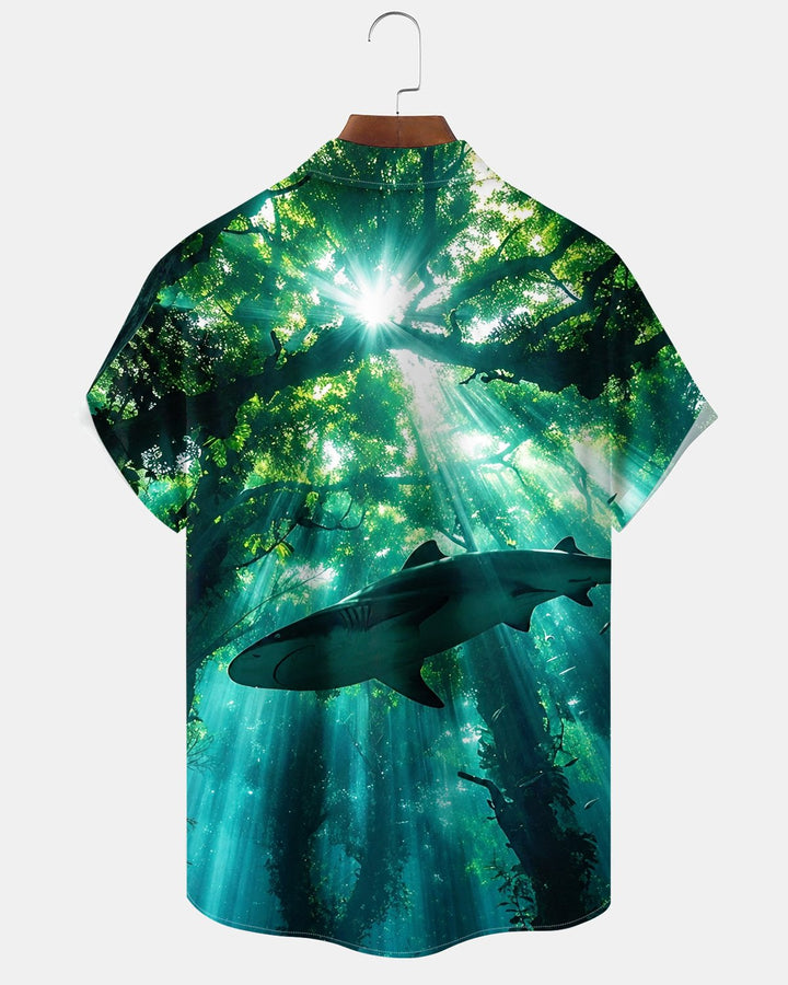 Alohadaddy® Casual Forest Shark Sunshine Print Men&