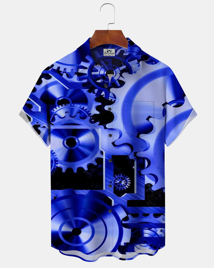 Alohadaddy® Casual Geometric Abstract Gear Print Men&