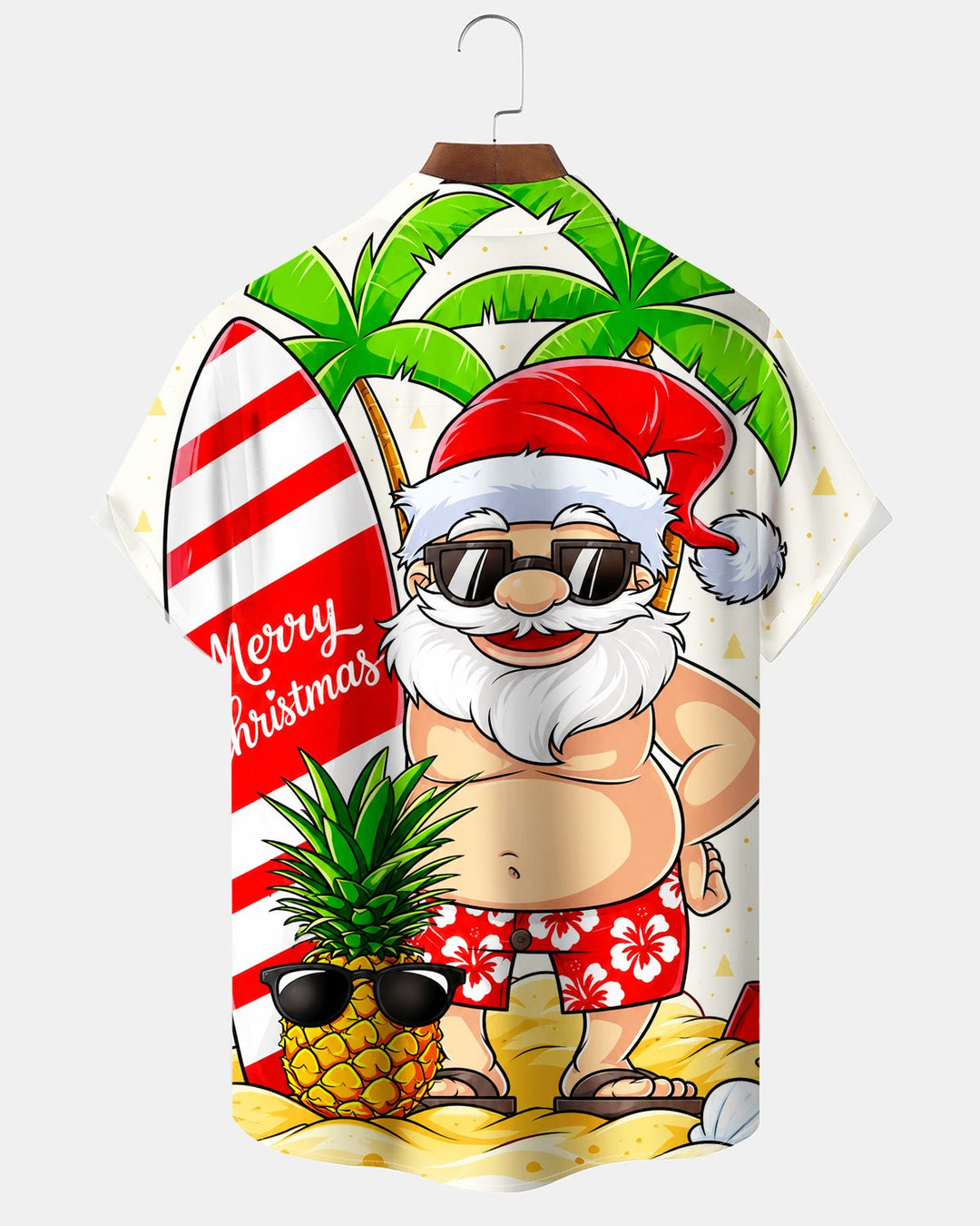 Alohadaddy® Holiday Christmas Santa Claus Hawaiian Beach Vacation Print Men&