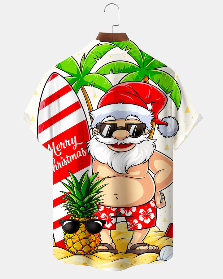 Alohadaddy® Holiday Christmas Santa Claus Hawaiian Beach Vacation Print Men&