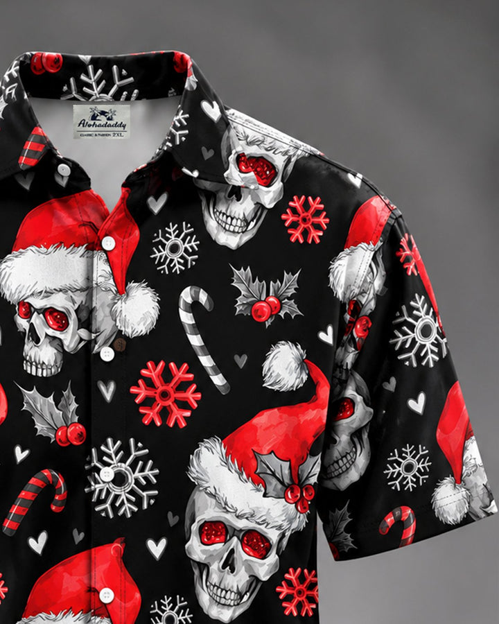 Alohadaddy® Holiday Christmas Skull Hat Snowflake Abstract Print Men&
