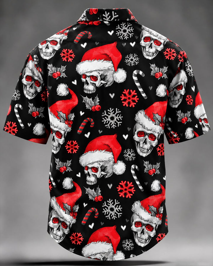 Alohadaddy® Holiday Christmas Skull Hat Snowflake Abstract Print Men&