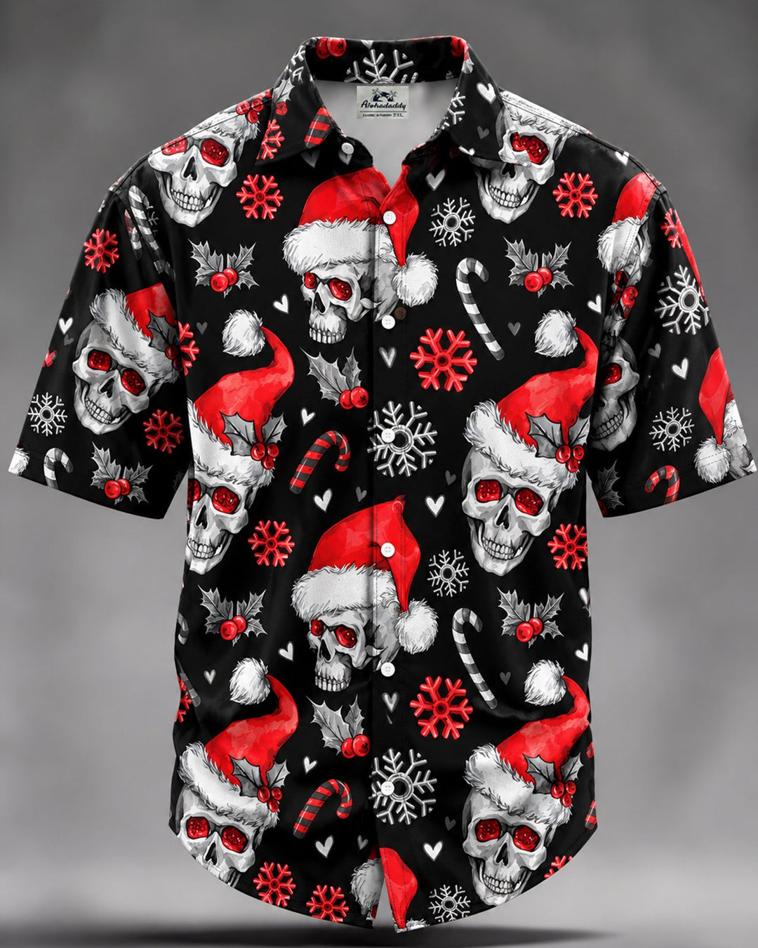 Alohadaddy® Holiday Christmas Skull Hat Snowflake Abstract Print Men&