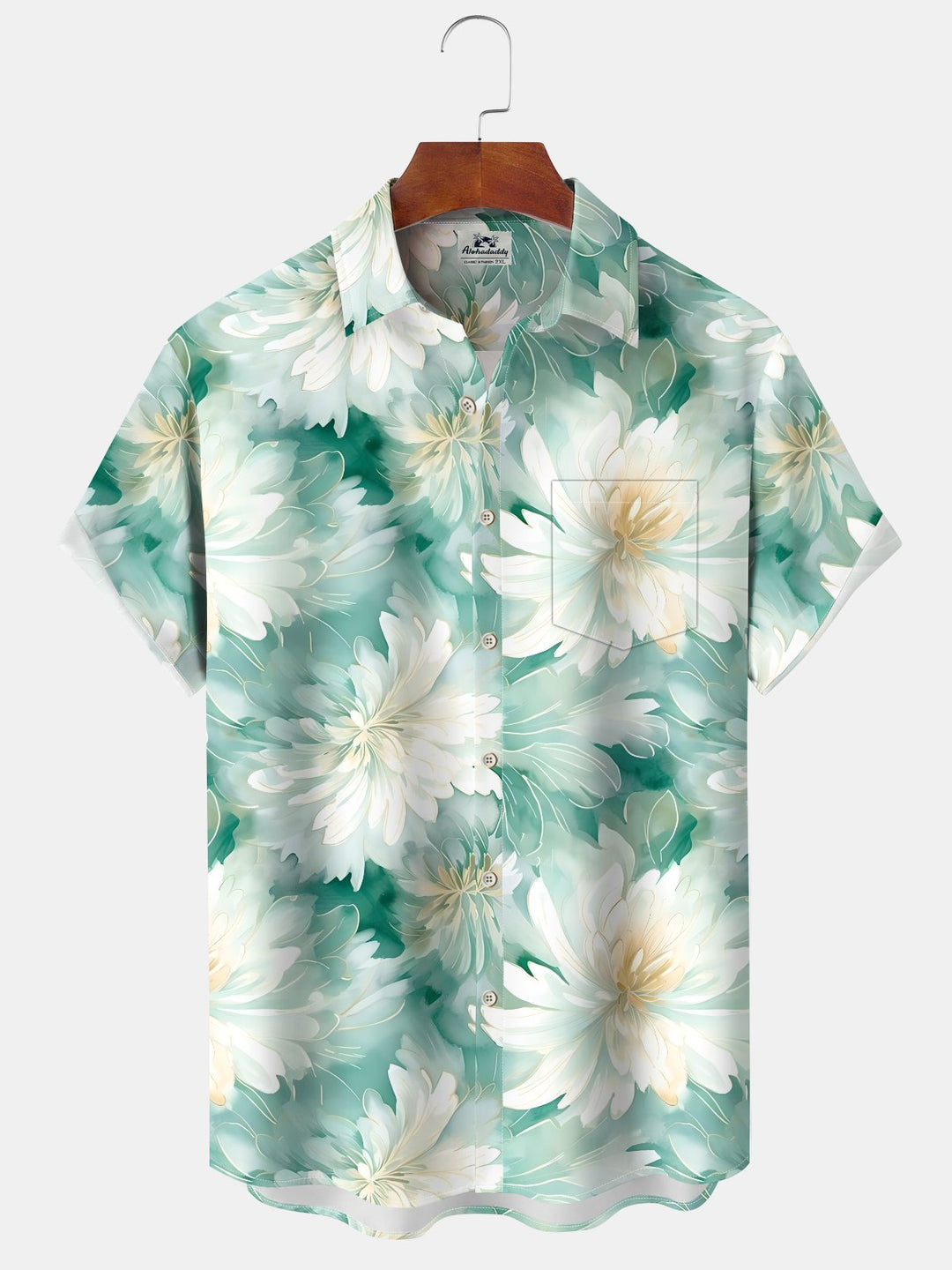 Alohadaddy Casual Everyday Flowers Art Print Polyester Stretch Button Cardigan Pockets Large Size Long Short Sleeve Shirt