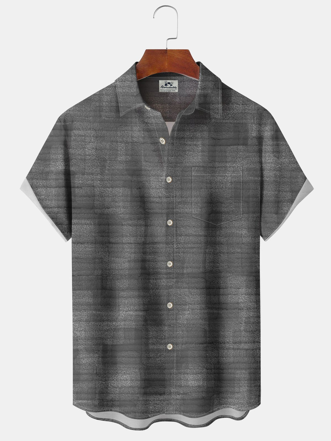 Alohadaddy Casual Everyday Commuter Basic Grey Dark Pattern Print Art Polyester Pocket Cardigan Stretch Long Large Size Short Sleeve Shirt