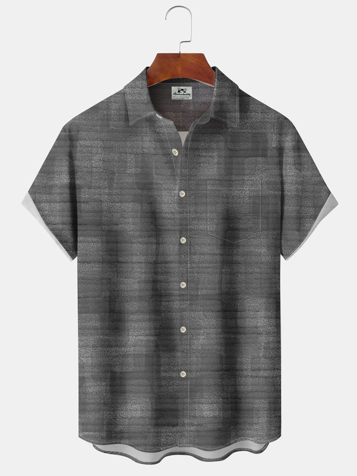 Alohadaddy Casual Everyday Commuter Basic Grey Dark Pattern Print Art Polyester Pocket Cardigan Stretch Long Large Size Short Sleeve Shirt