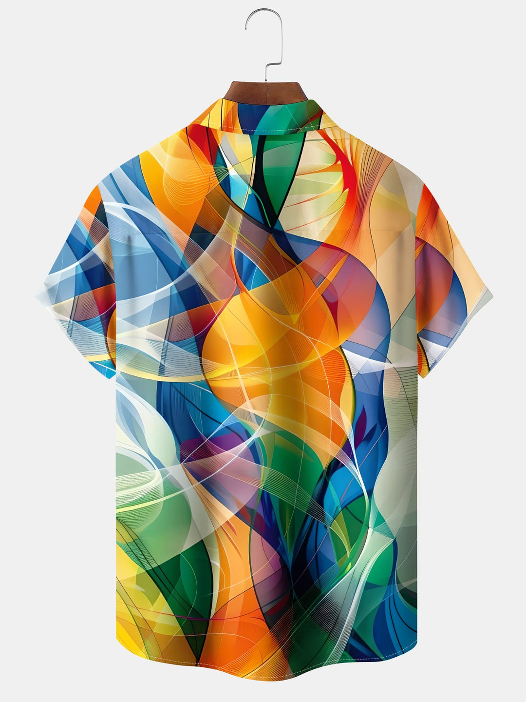 Alohadaddy® Retro Abstract Art Print Chest Pocket Stretch Moisture Wicking Large Size Hawaiian Shirt