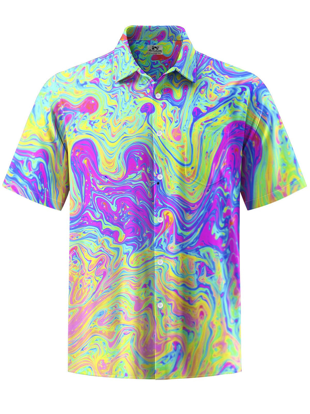 Alohadaddy® Hawaii Abstract Texture Print Chest Pocket Mens Short Sleeve Shirts Big &amp; Tall