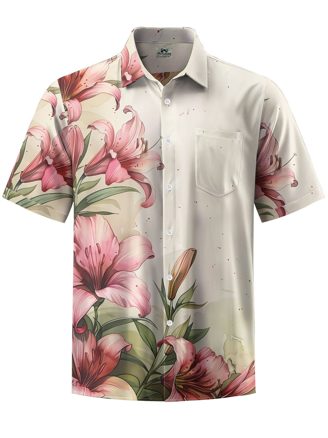 Alohadaddy® Vintage Flowers Print Chest Pocket Men&