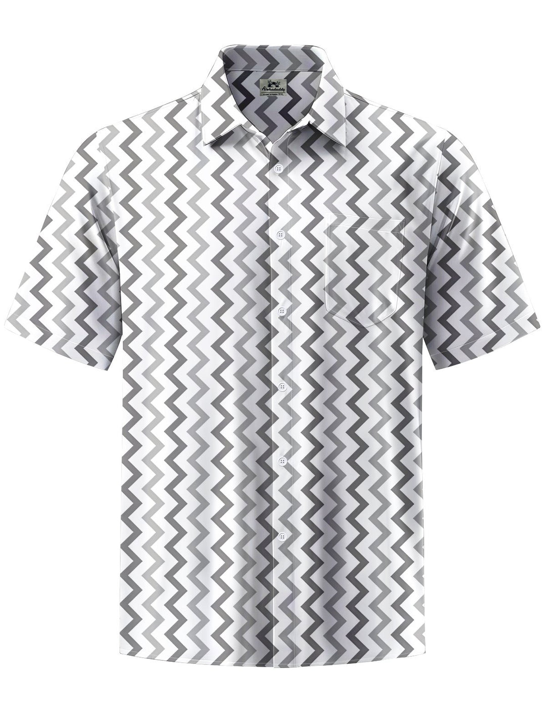 Alohadaddy® Casual Stripe Art Print Chest Pocket Men&