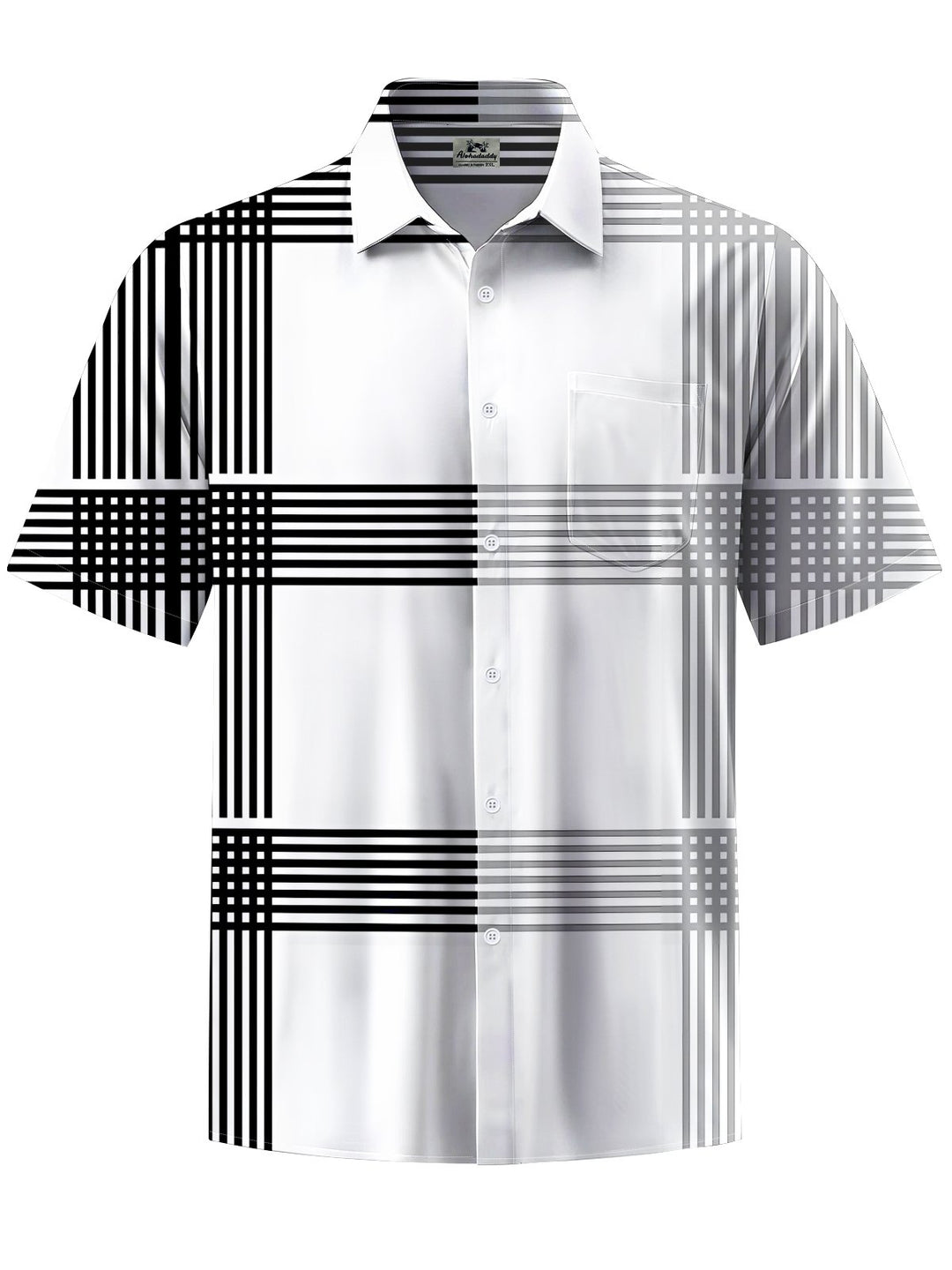 Alohadaddy® Casual Stripe Art Print Chest Pocket Men&